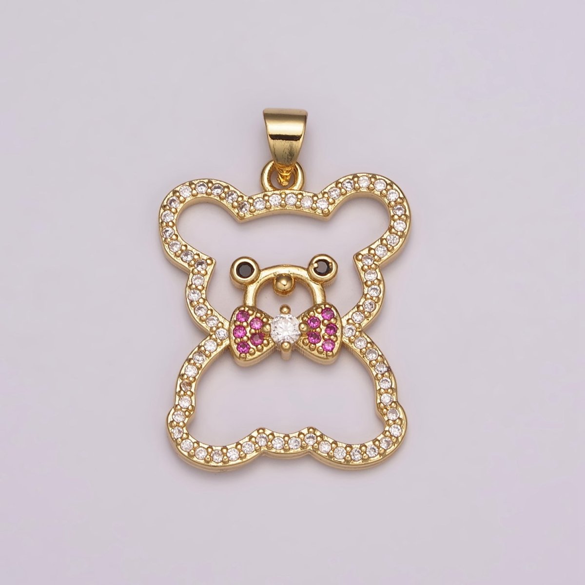 24K Gold Filled Micro Pave Gold Bear Charm Teddy Bear Charm Necklace Pendant / Keychain / Earrings / Kids Crafts N-1486