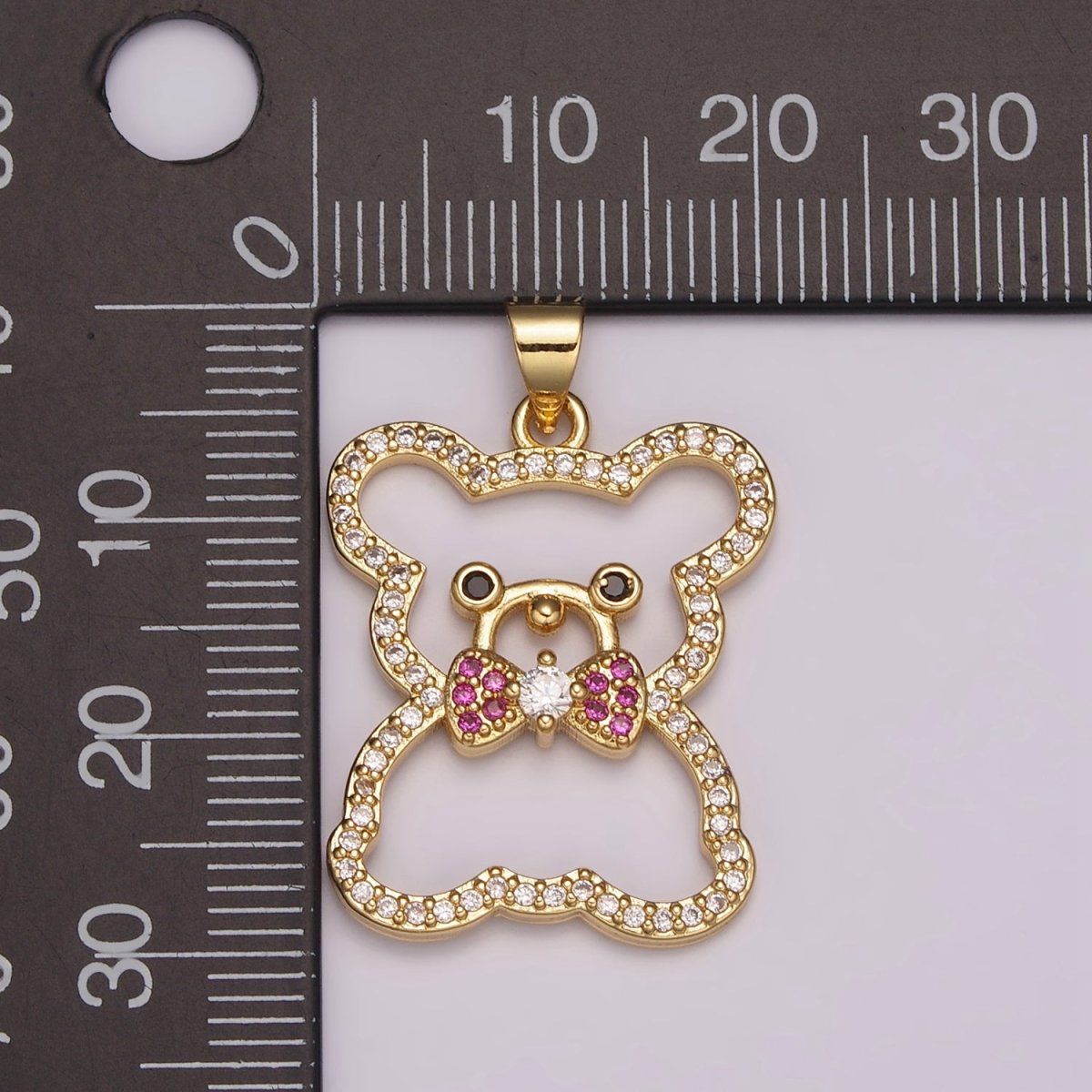 24K Gold Filled Micro Pave Gold Bear Charm Teddy Bear Charm Necklace Pendant / Keychain / Earrings / Kids Crafts N-1486