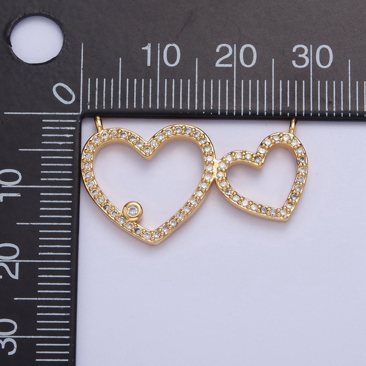 24K Gold Filled Micro Pave Heart Love Connector Charms For Jewelry Making F-488