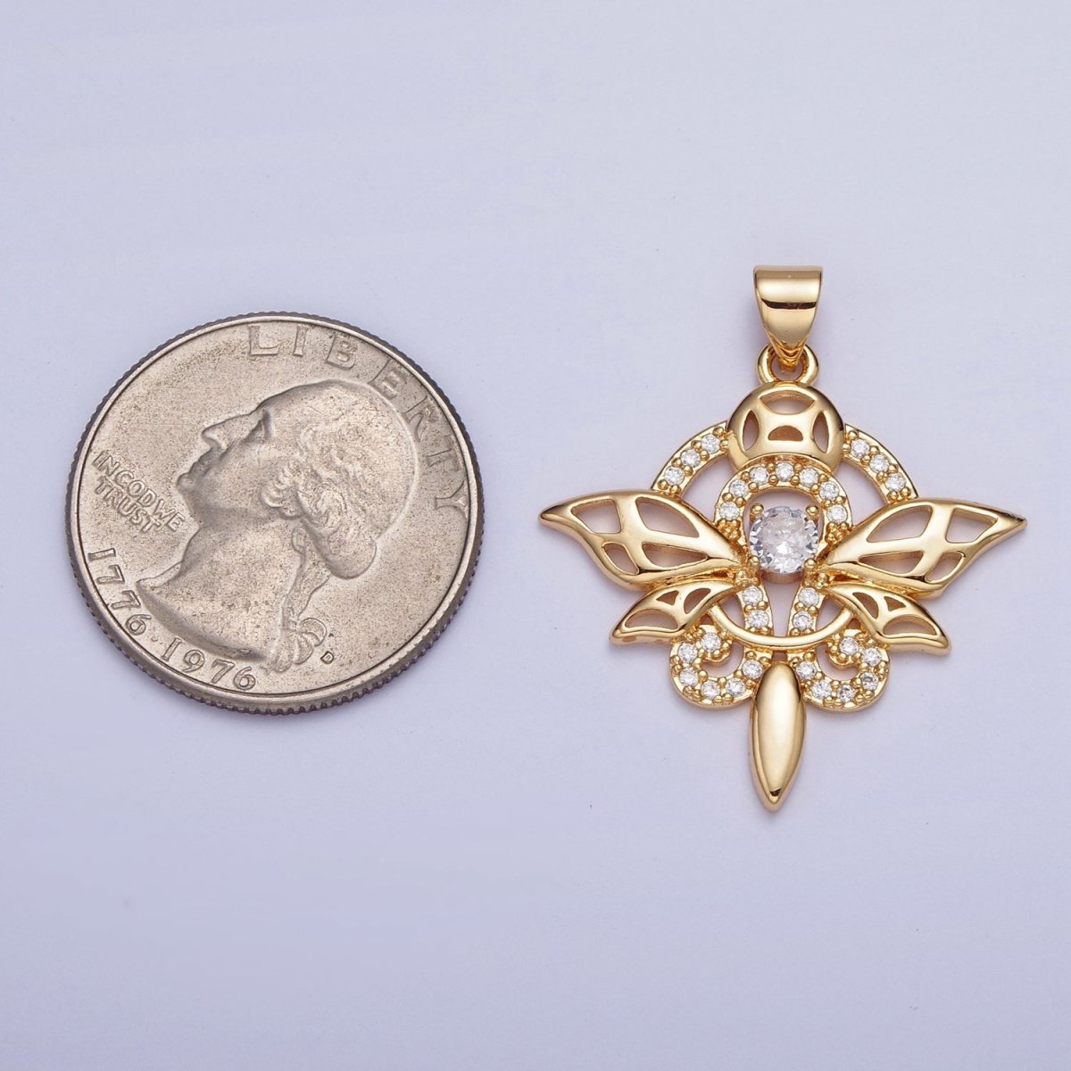 24K Gold Filled Micro Pave Insect Dragonfly Butterfly Pendant For Jewelry Making X-442