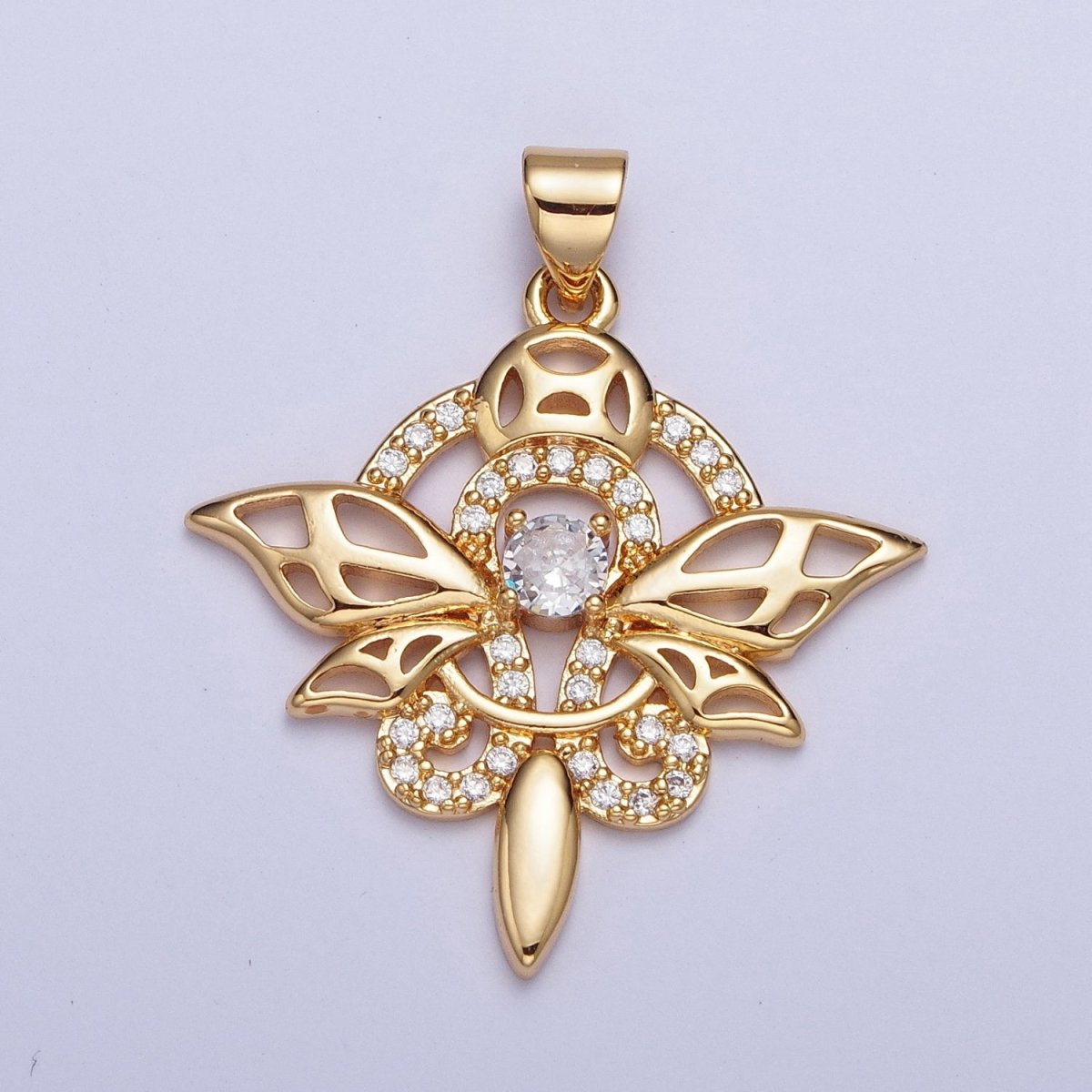 24K Gold Filled Micro Pave Insect Dragonfly Butterfly Pendant For Jewelry Making X-442
