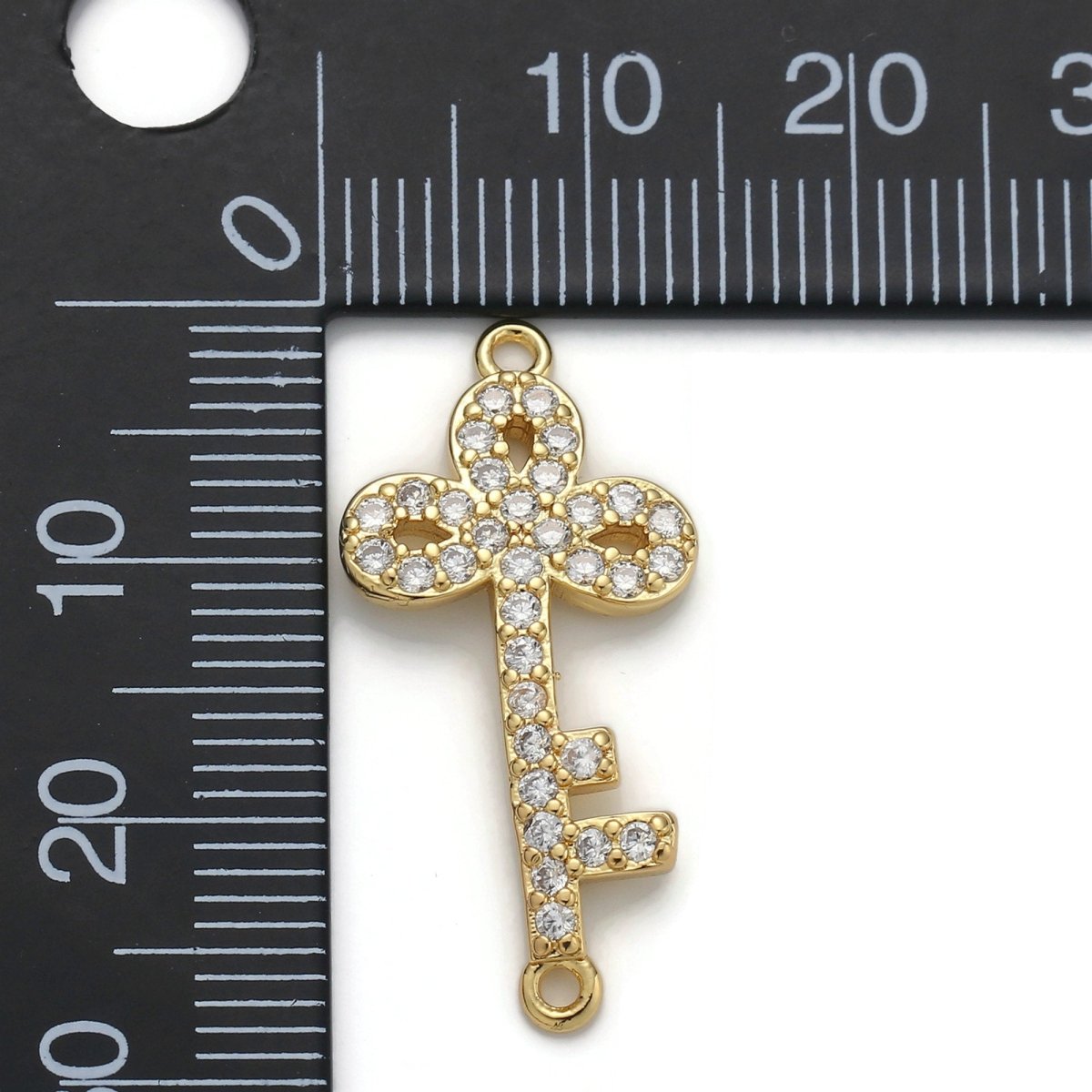 24k Gold Filled Micro Pave Key Charm, Cubic Zirconia Key Pendant Charm, Gold Filled Charm, For DIY Jewelry D-034