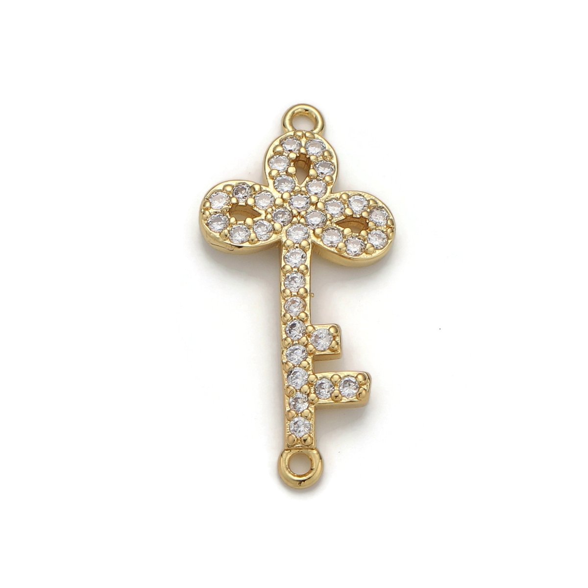24k Gold Filled Micro Pave Key Charm, Cubic Zirconia Key Pendant Charm, Gold Filled Charm, For DIY Jewelry D-034