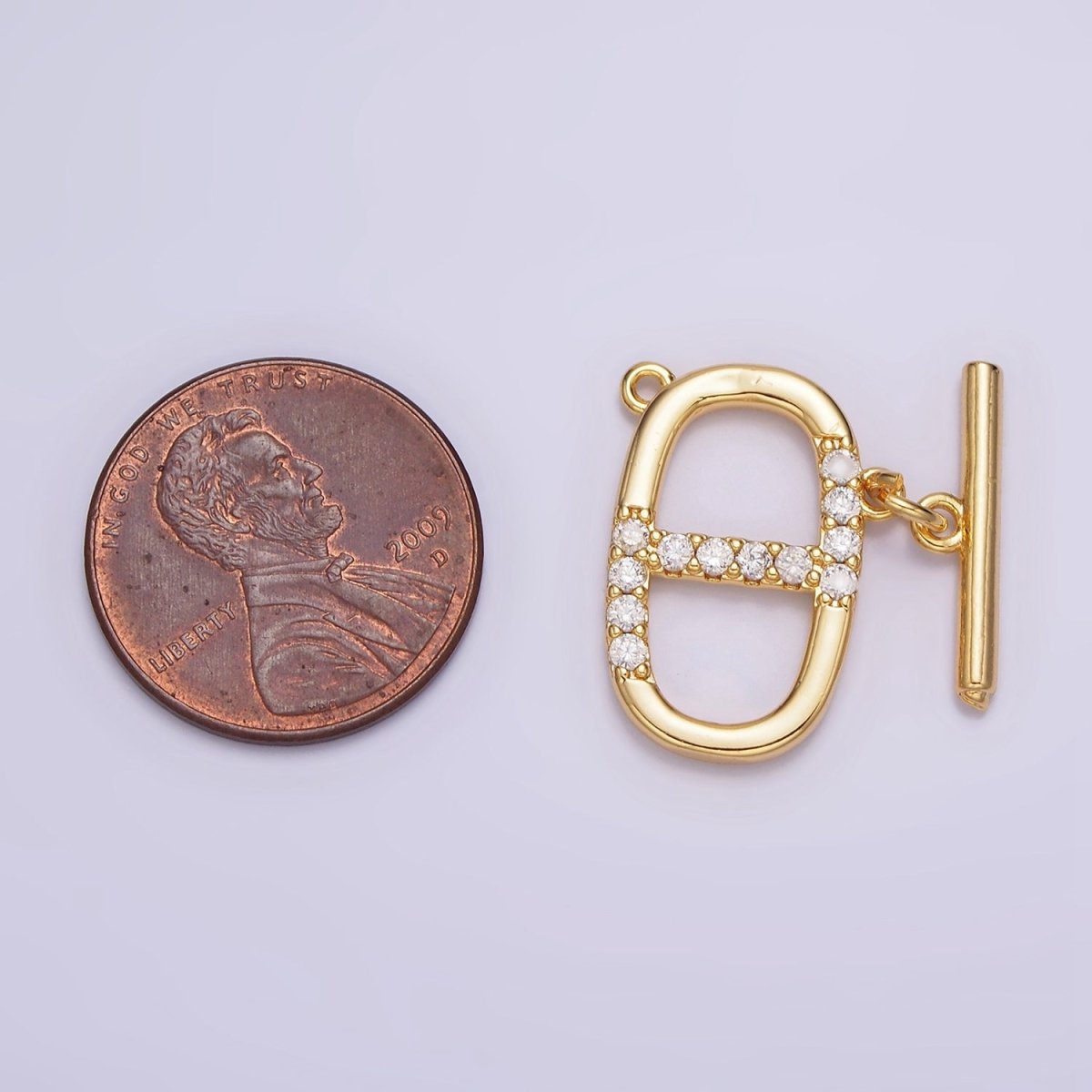 24K Gold Filled Micro Paved CZ Anchor Link Loop Toggle Clasps Closure Jewelry Making Supply | Z-465