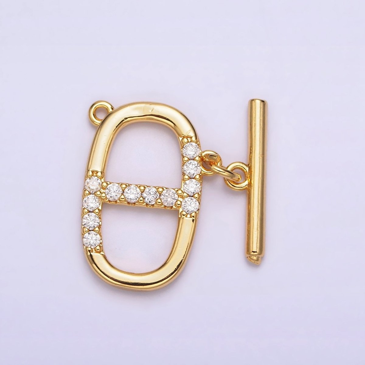24K Gold Filled Micro Paved CZ Anchor Link Loop Toggle Clasps Closure Jewelry Making Supply | Z-465