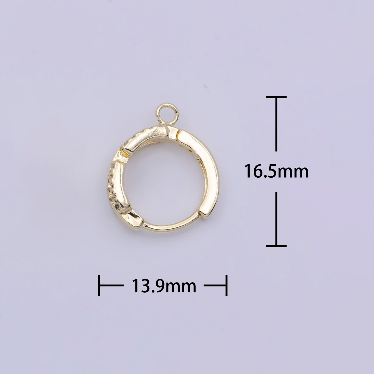 24K Gold Filled Micro Paved CZ Cable Link Open Loop Huggie Earrings Supply  L-907