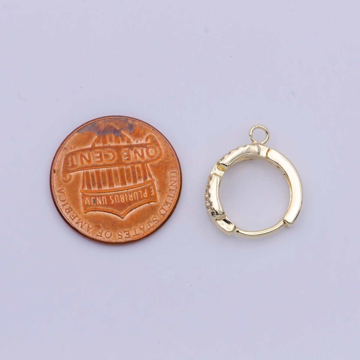 24K Gold Filled Micro Paved CZ Cable Link Open Loop Huggie Earrings Supply  L-907