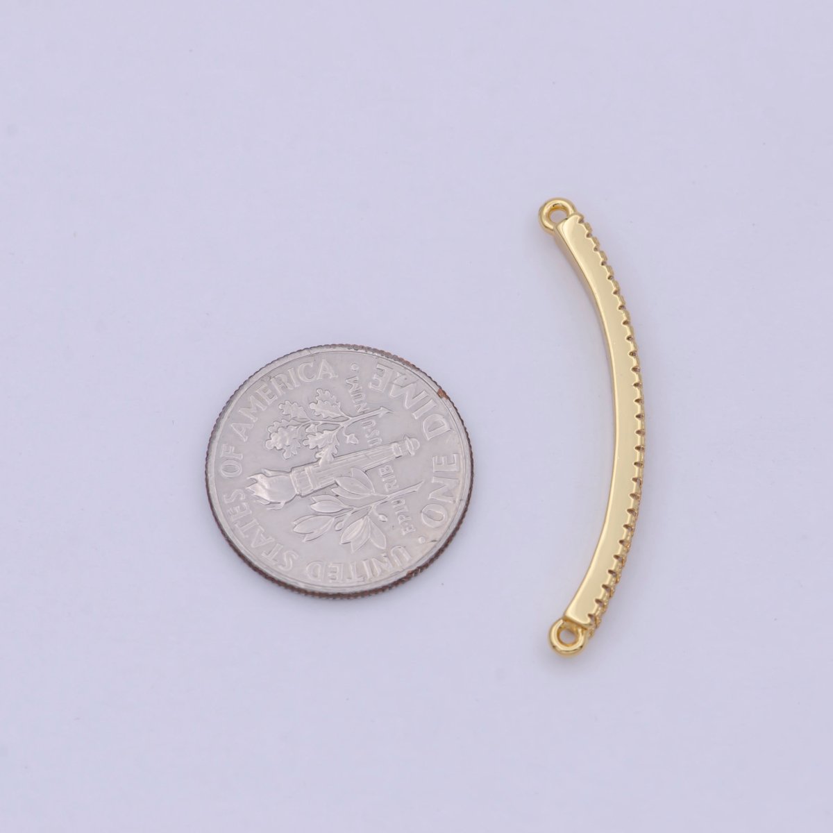 24K Gold Filled Micro Paved CZ Curved Bar Connector in Gold & Silver | F-674 F-675