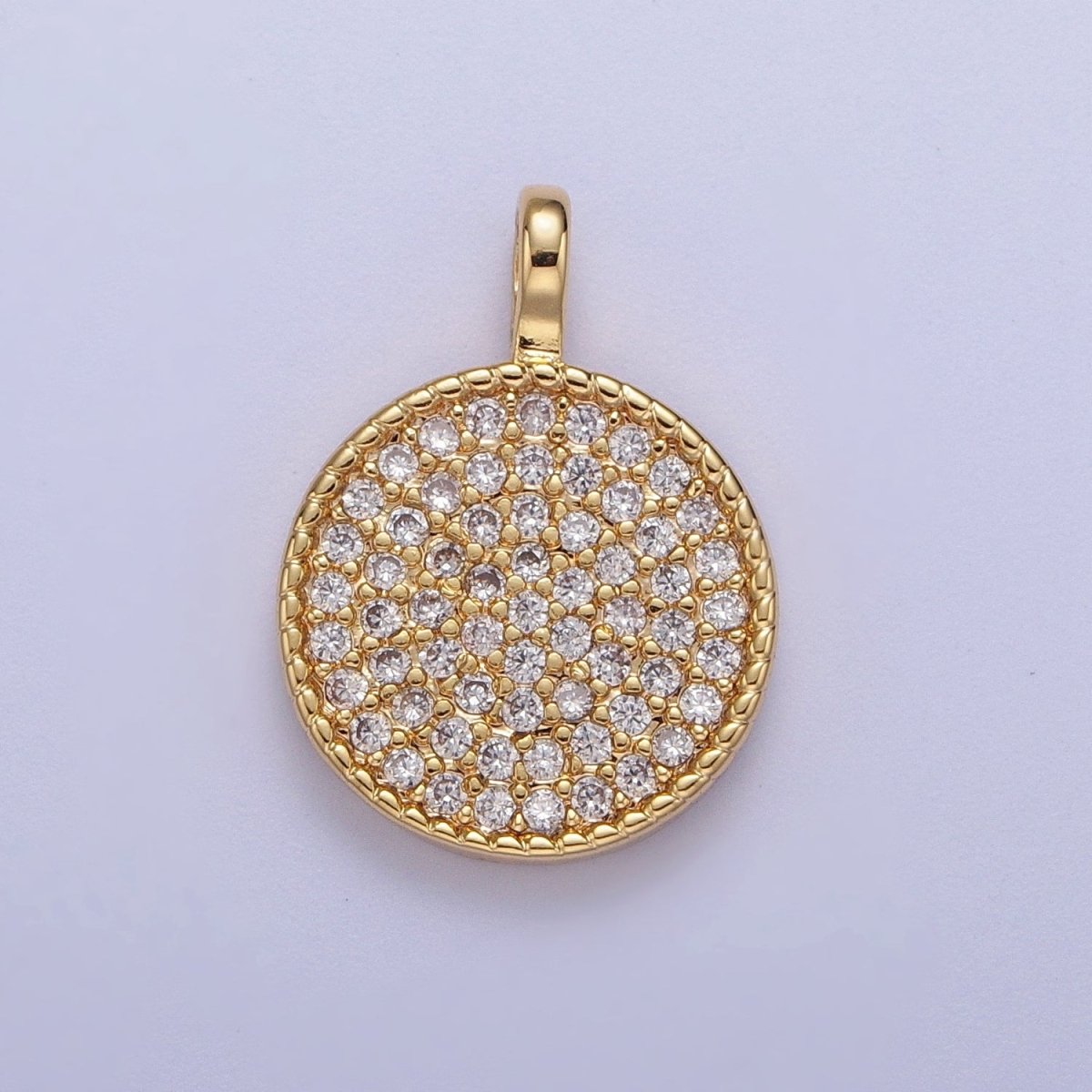 24K Gold Filled Micro Paved CZ Geometric Round Circle Pendant Jewelry Making H-501