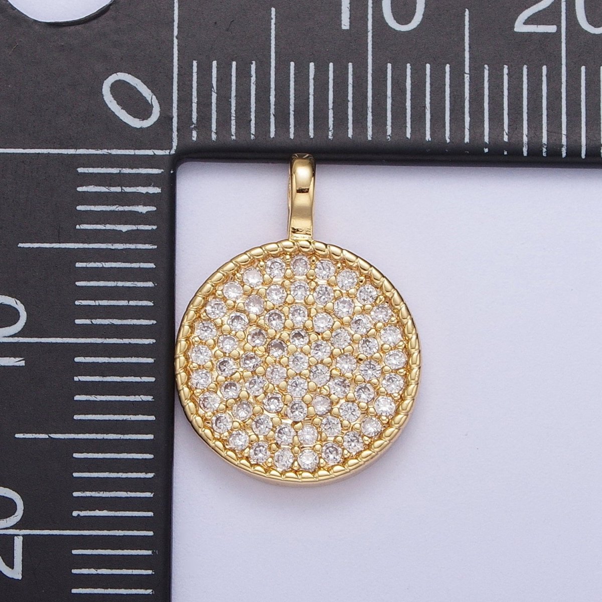 24K Gold Filled Micro Paved CZ Geometric Round Circle Pendant Jewelry Making H-501