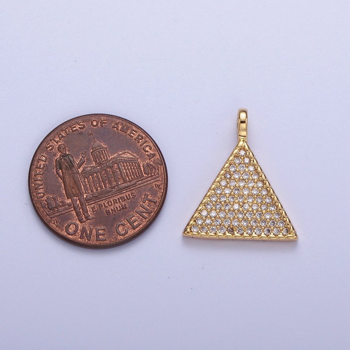 24K Gold Filled Micro Paved CZ Geometric Triangle Pendant For Jewelry Making H-435