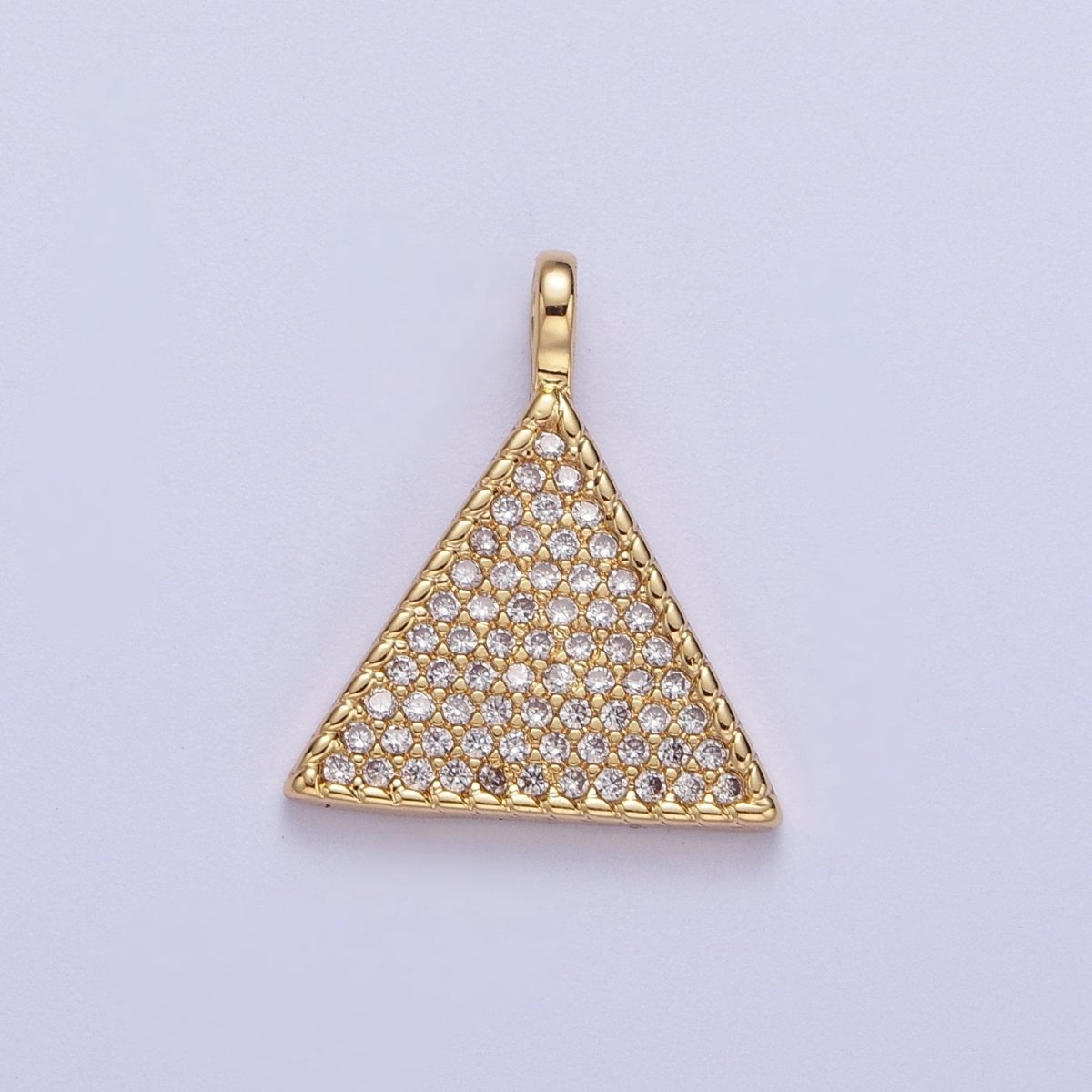 24K Gold Filled Micro Paved CZ Geometric Triangle Pendant For Jewelry Making H-435