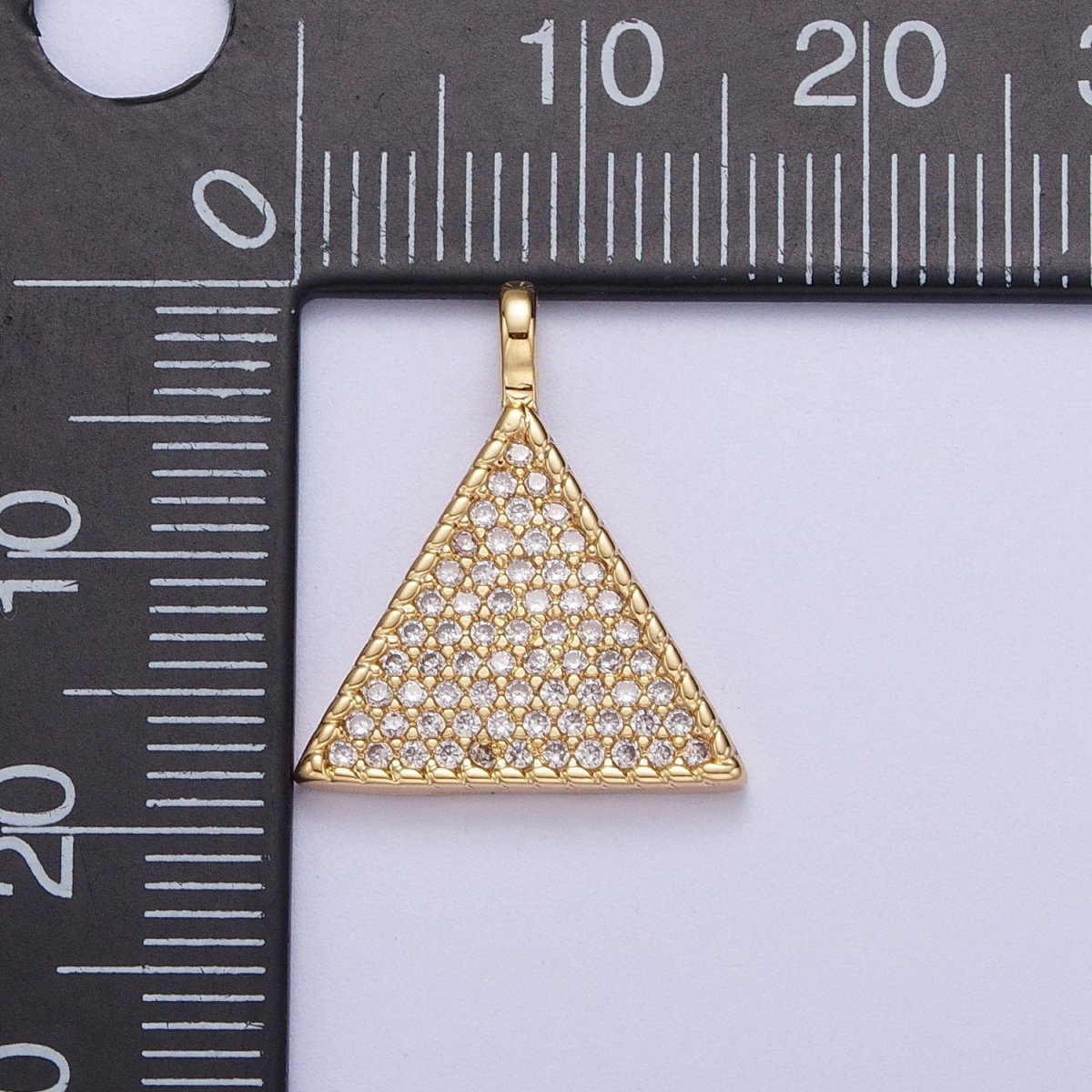 24K Gold Filled Micro Paved CZ Geometric Triangle Pendant For Jewelry Making H-435