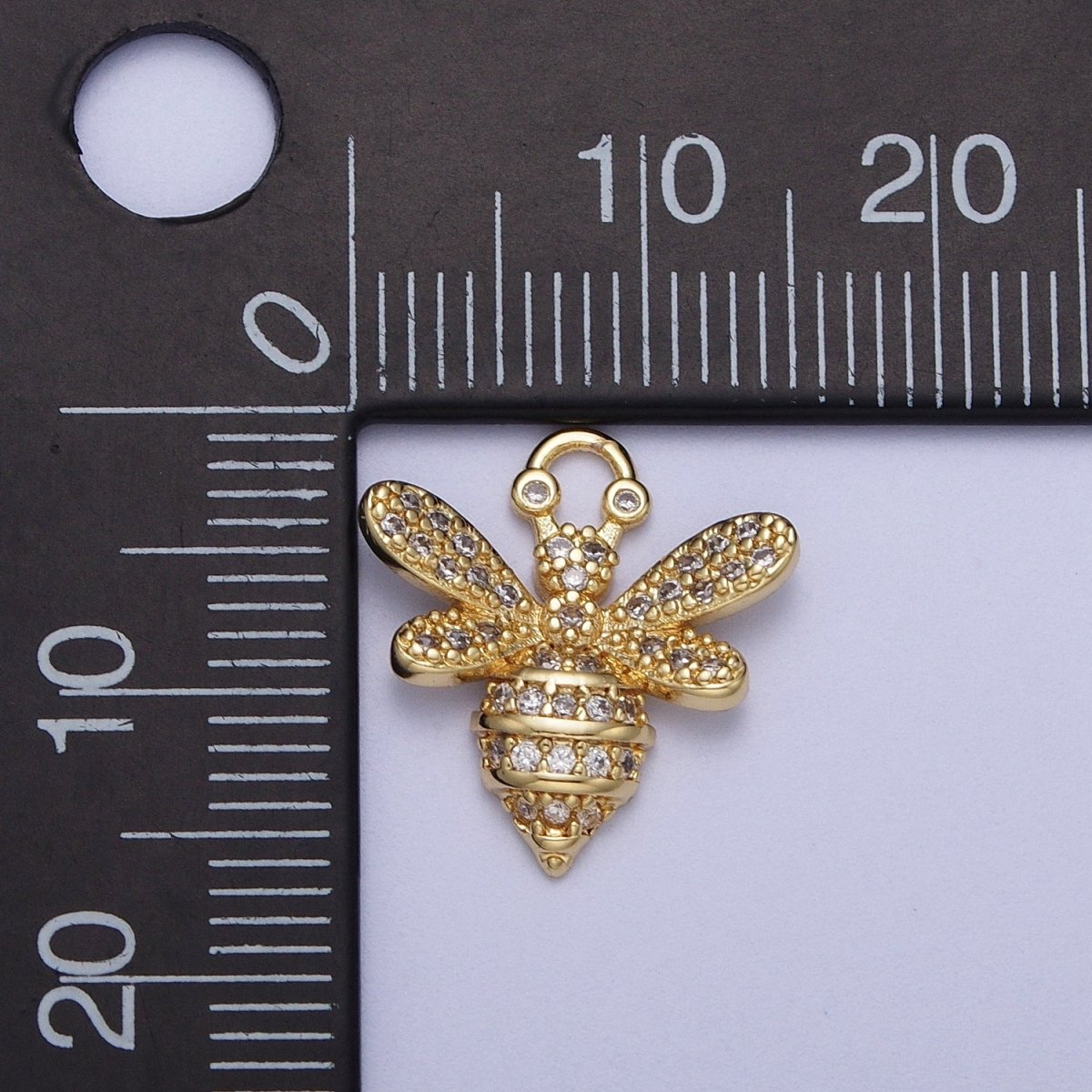 24K Gold Filled Micro Paved CZ Mini Bumble Queen Bee For Jewelry Making | N-324