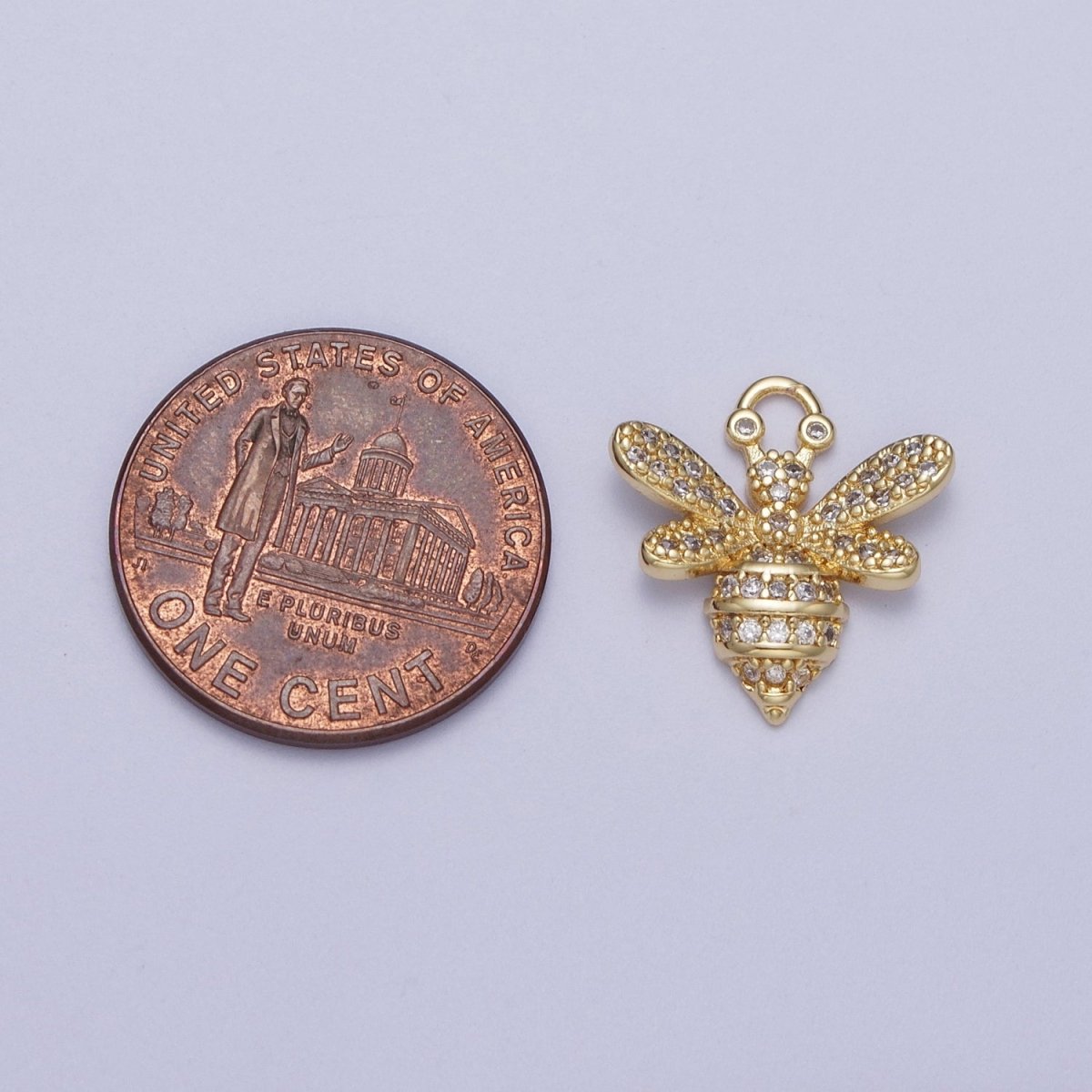 24K Gold Filled Micro Paved CZ Mini Bumble Queen Bee For Jewelry Making | N-324