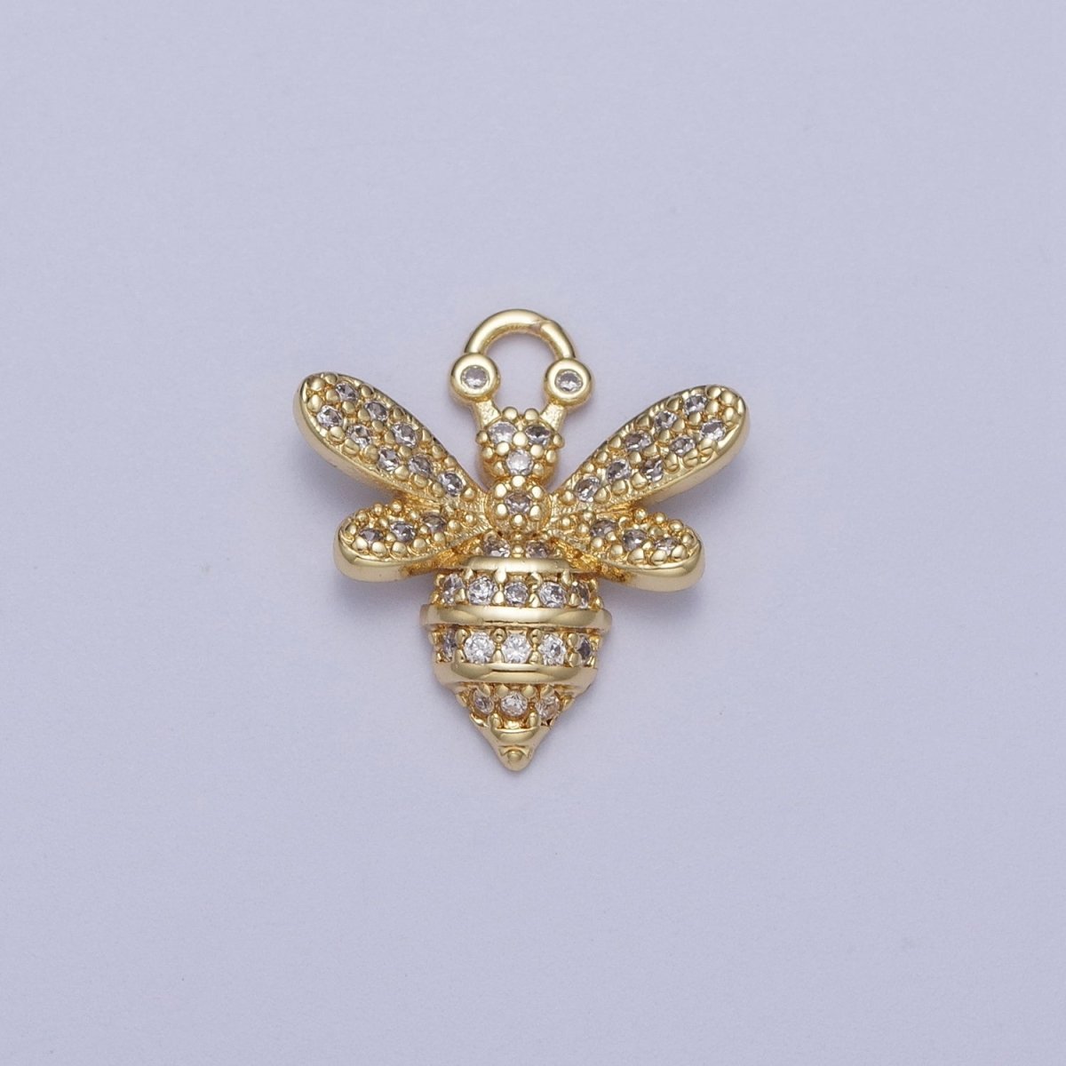 24K Gold Filled Micro Paved CZ Mini Bumble Queen Bee For Jewelry Making | N-324
