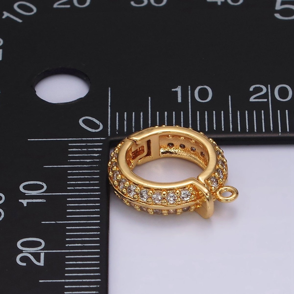 24K Gold Filled Micro Paved CZ Round Snap Bail Jewelry Charm Finding Supply | Z637