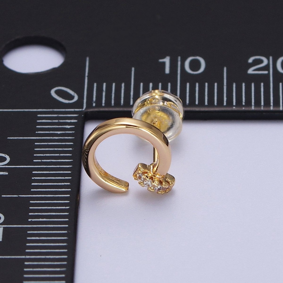 24K Gold Filled Micro Paved CZ Spiral Nail Stud Earrings | AD-102