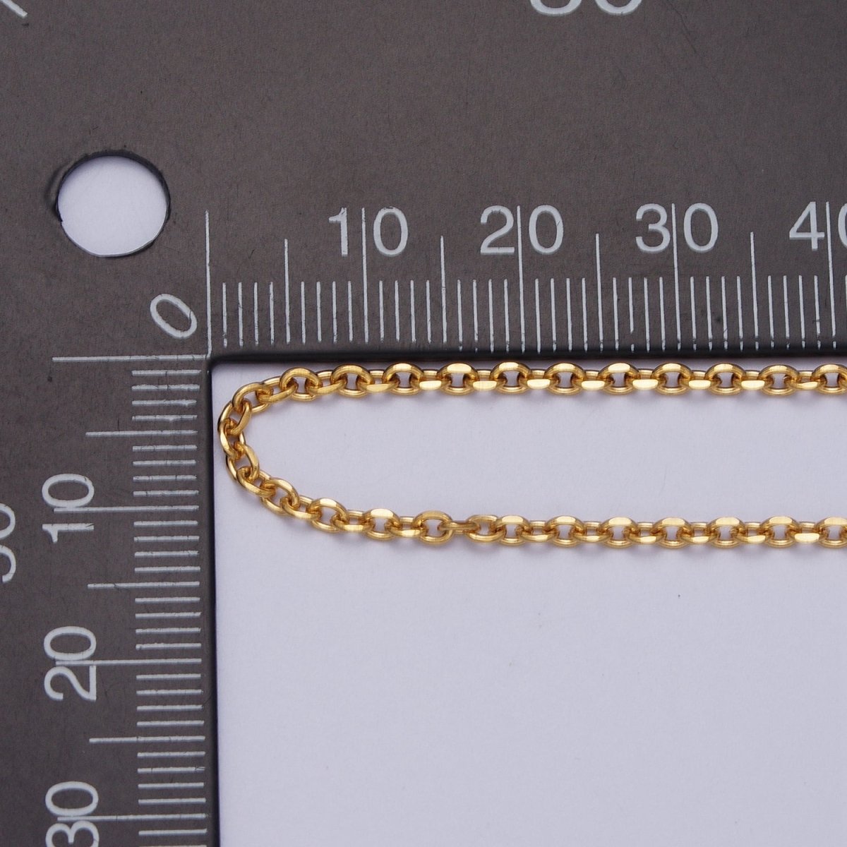 24K Gold Filled Mini 2mm Flat Cable Link Unfinished Chain | ROLL-948 Clearance Pricing