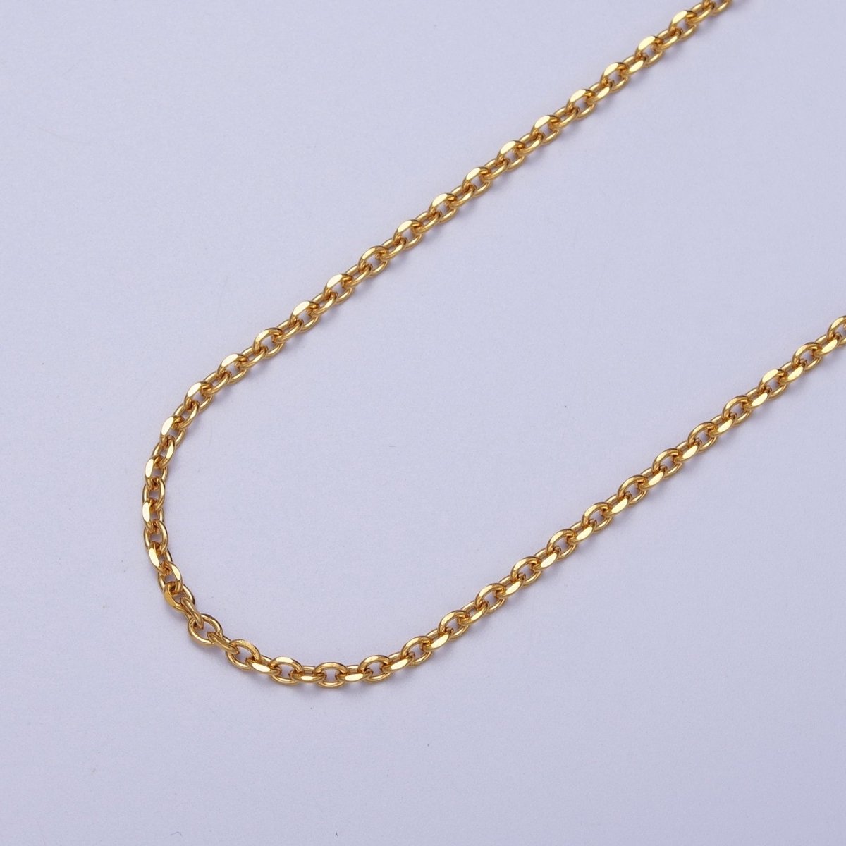 24K Gold Filled Mini 2mm Flat Cable Link Unfinished Chain | ROLL-948 Clearance Pricing