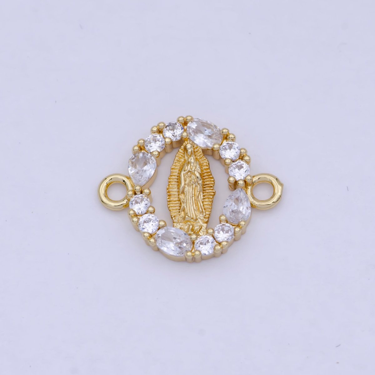24K Gold Filled Mini Lady Guadalupe Charm Connector for Bracelet Link Connector G-910