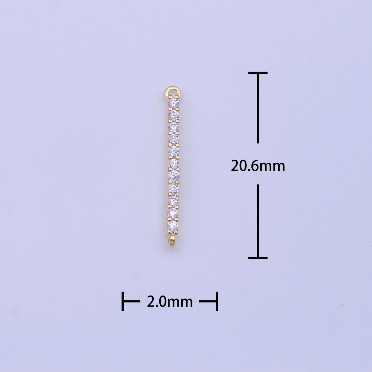 24K Gold Filled Mini Micro Paved Clear CZ Tag Line Bar Gold Charm | Y-652