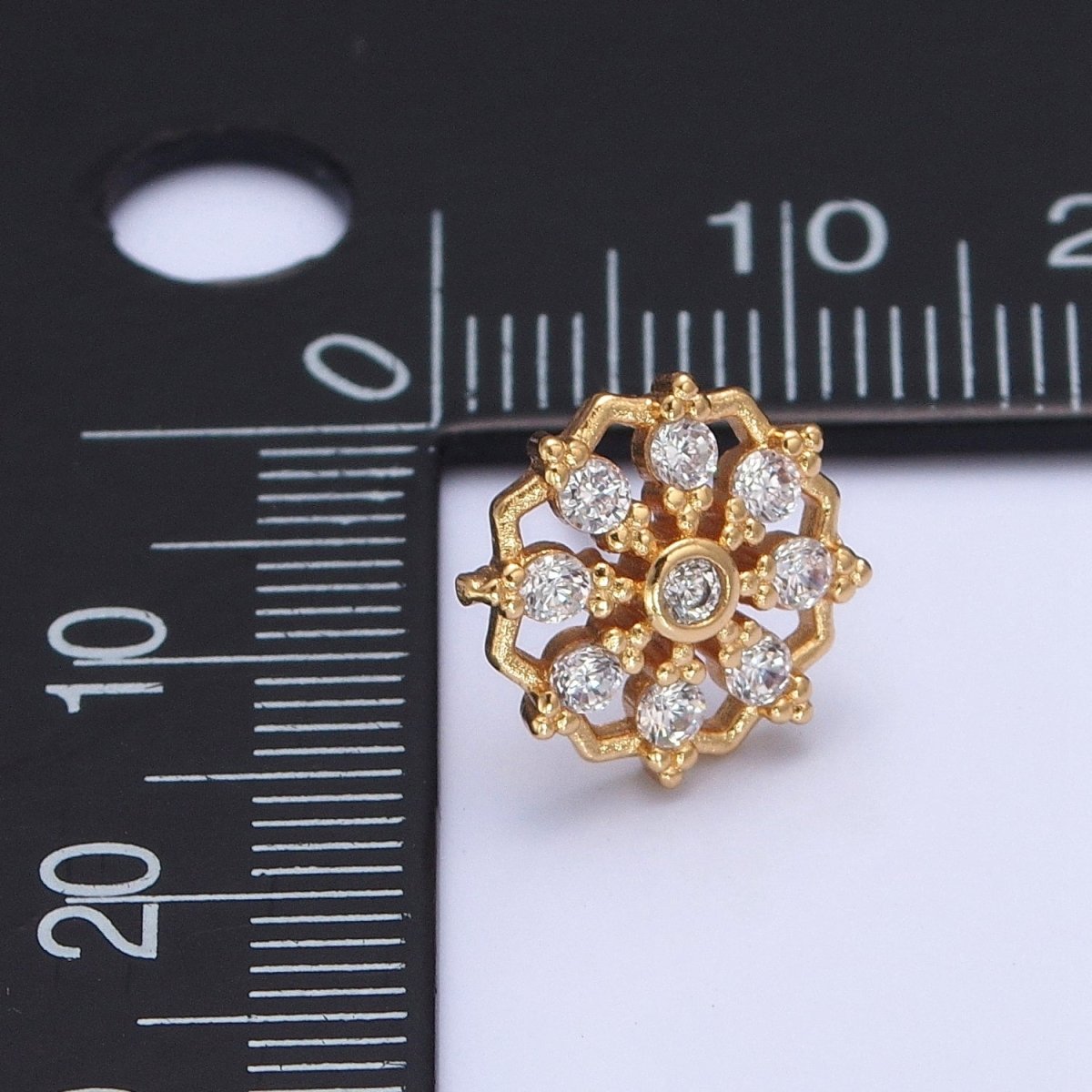 24K Gold Filled Mini Sunburst Cubic Zirconia Stud Earrings T-133