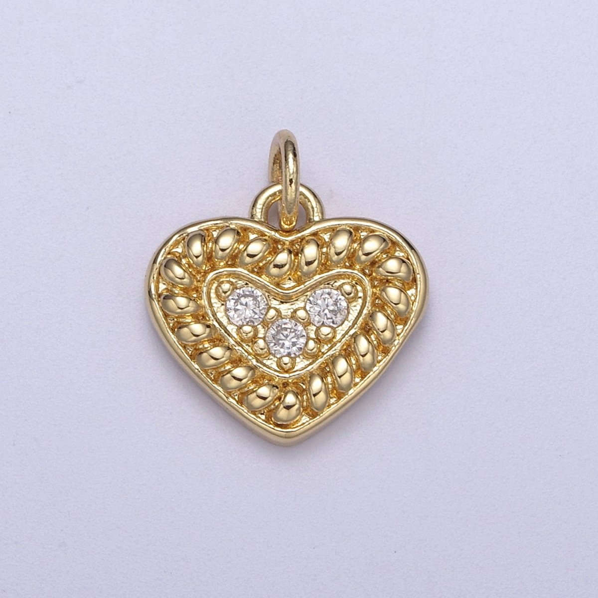 24K Gold Filled Mini Textured Small Heart Charm  N-307