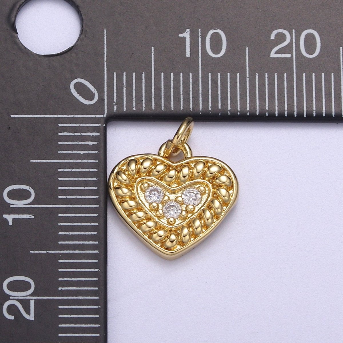 24K Gold Filled Mini Textured Small Heart Charm  N-307