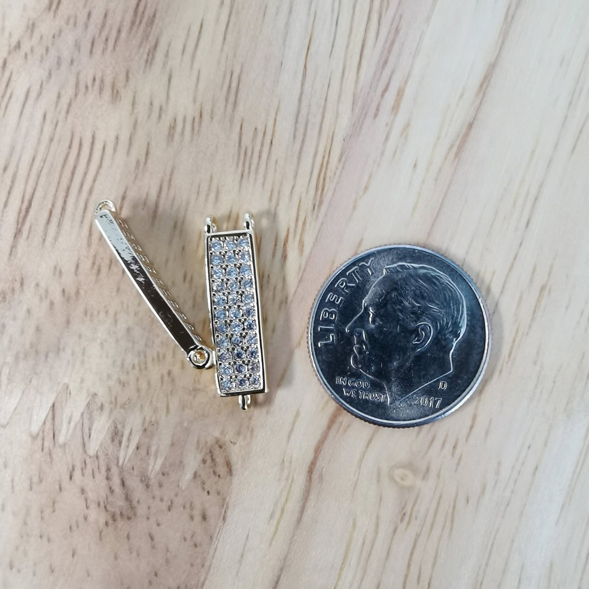 24K Gold Filled Minimalist Rectangular Bar Connector Micro Pave CZ DIY Charm Necklace Bracelet Earrings Findings for Jewelry Making F-420
