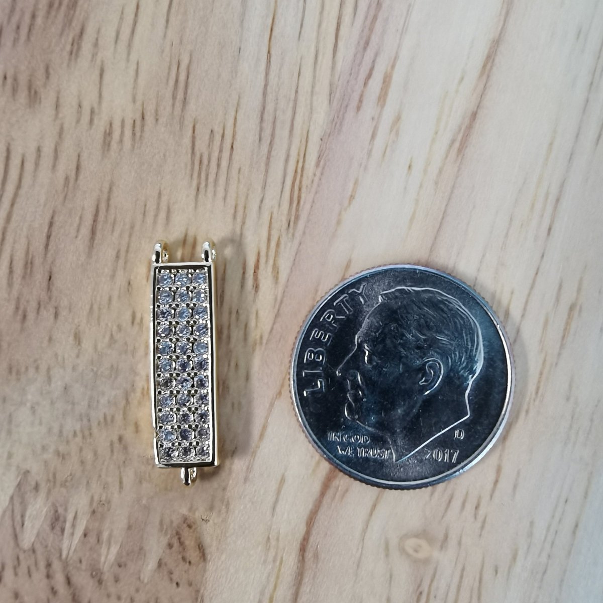 24K Gold Filled Minimalist Rectangular Bar Connector Micro Pave CZ DIY Charm Necklace Bracelet Earrings Findings for Jewelry Making F-420