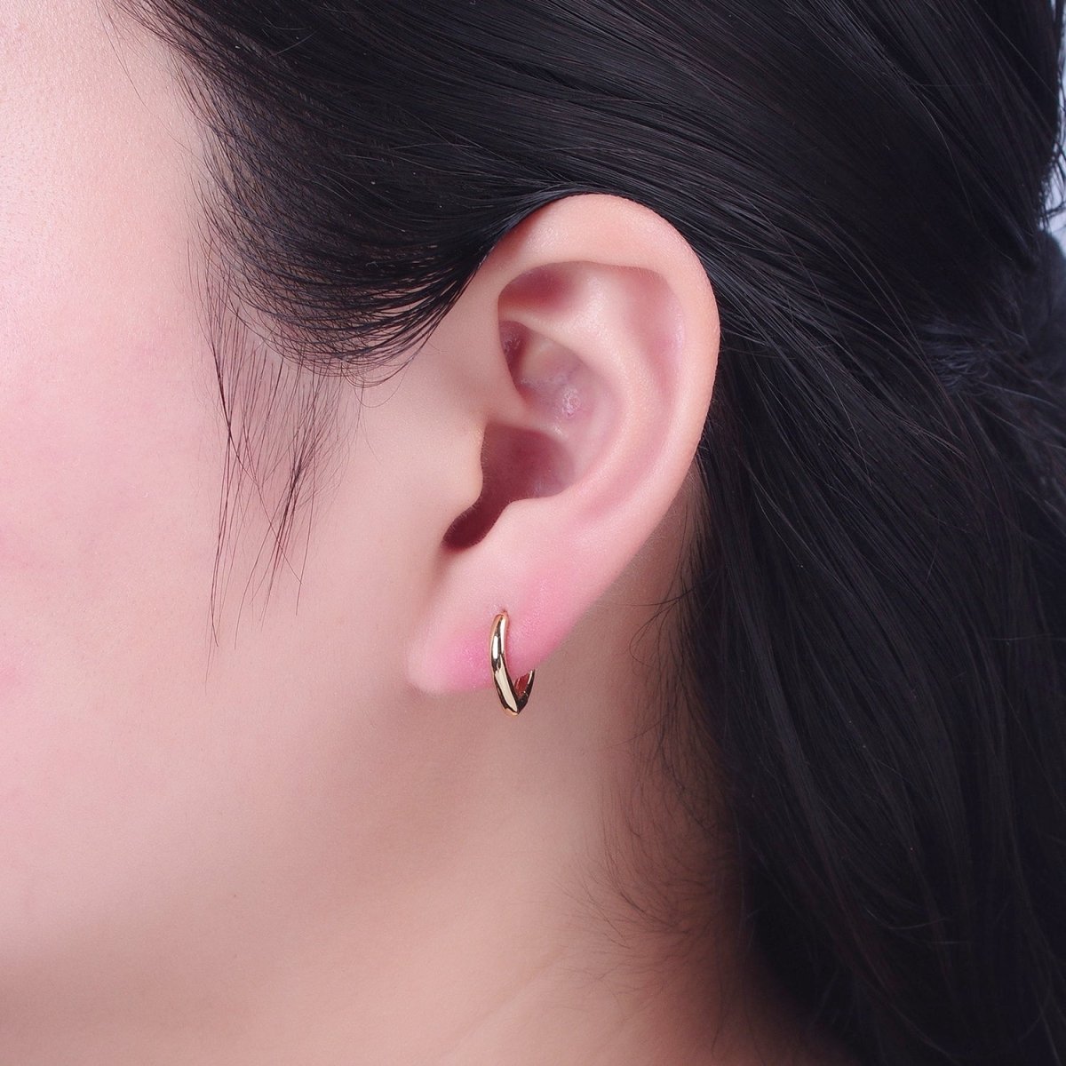 24K Gold Filled Minimalist Teardrop Huggie Hoops Earrings P-399
