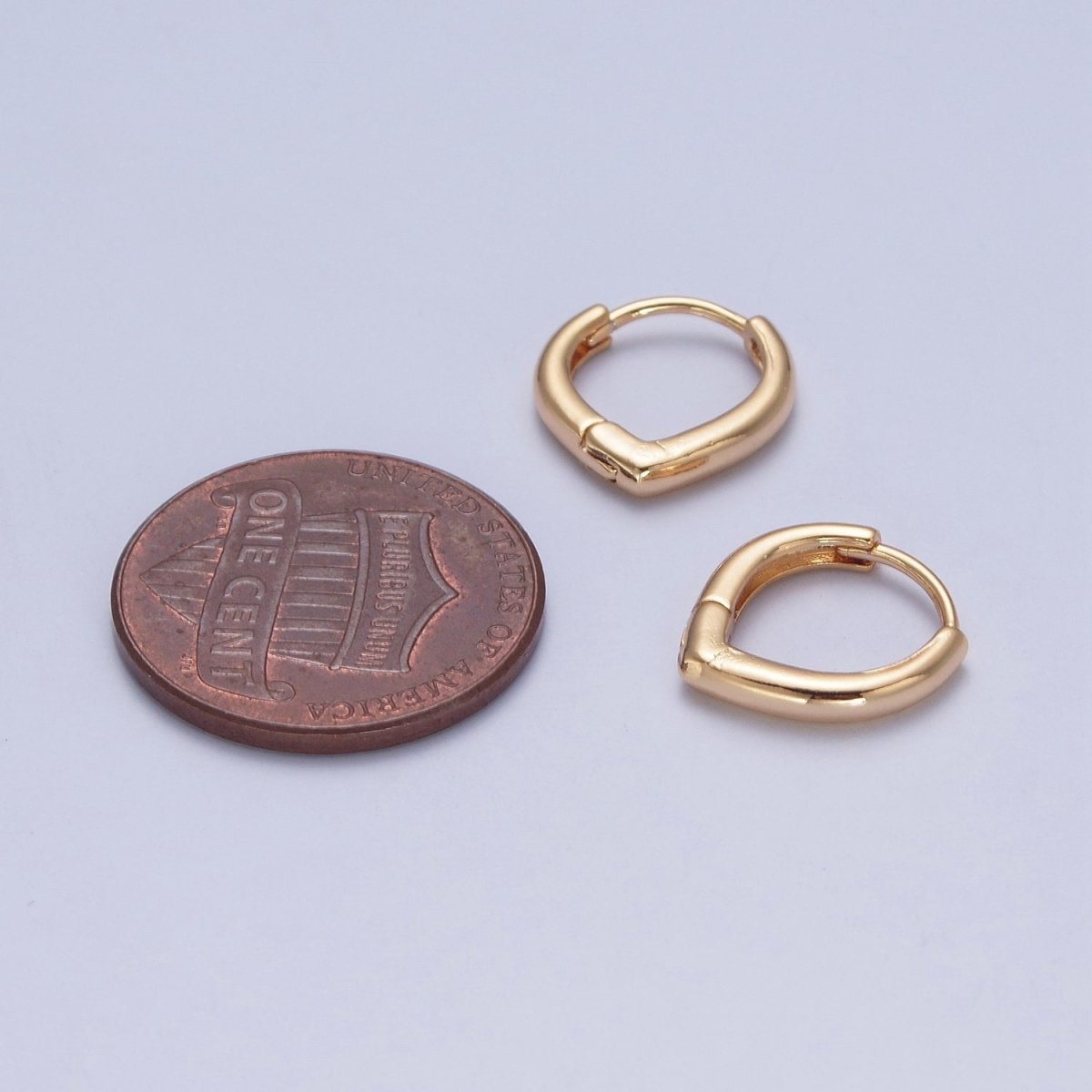 24K Gold Filled Minimalist Teardrop Huggie Hoops Earrings P-399