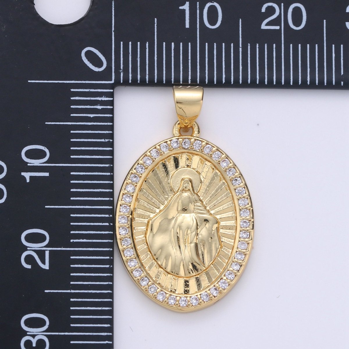 24K Gold Filled Miraculous Lady Pendant Delicate Micro Pave Charm Necklace for Religious Jewelry Pendant I-646