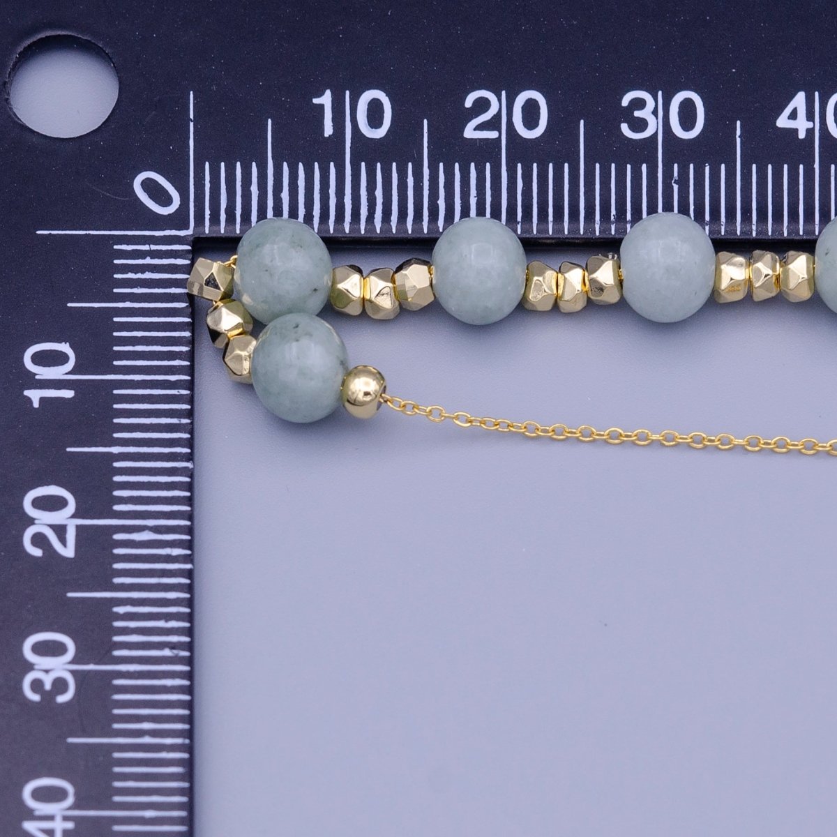 24K Gold Filled Multi Tone Green Aventurine Gemstone w. Cube Spacer Beads Adjustable Cable 18.5 Inch Chain | WA-1452 Clearance Pricing