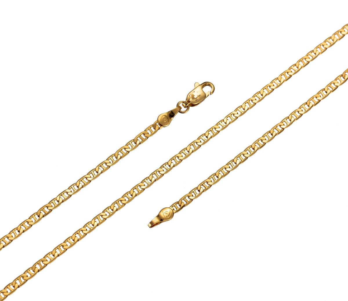 24K Gold Filled Necklace, 2.7mm in Width, 23.5 inches Mariner Chain w/ Lobster Clasps | CN-399