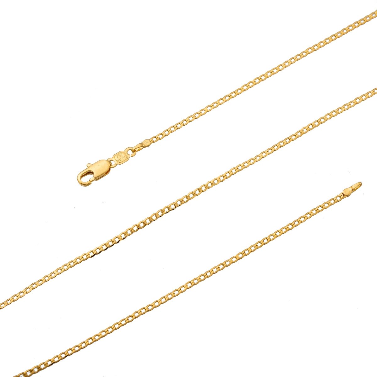 24K Gold Filled Necklace - Curb Necklace - Dainty Gold Curb Chain Layering Necklace 2.5mm 19.5 inch ready to wear w/ Lobster Clasp | CN-199
