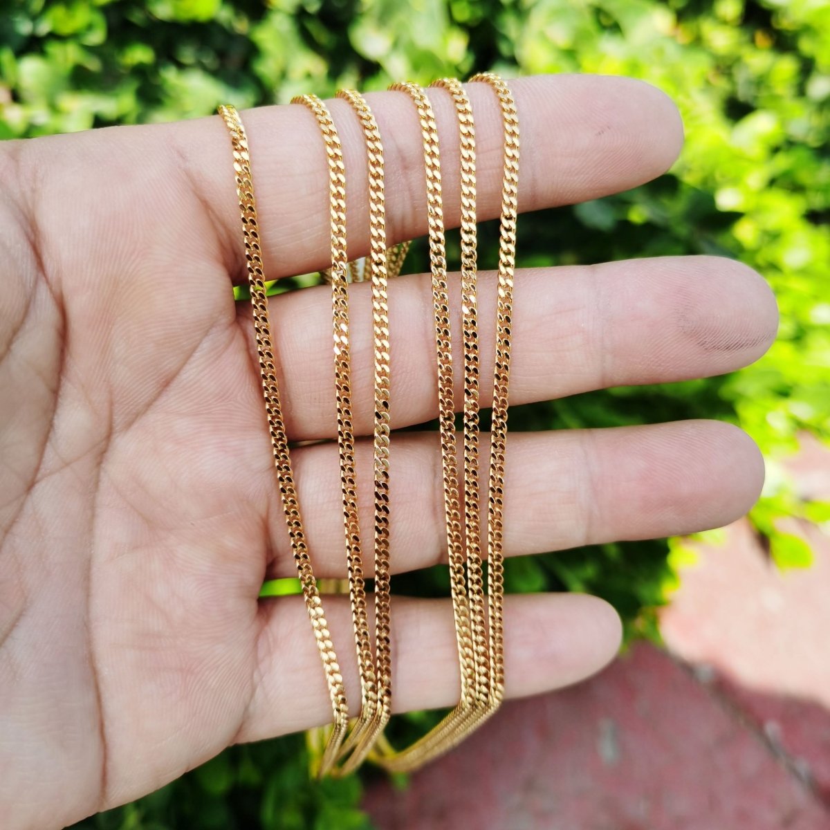 24K Gold Filled Necklace, Curb Necklace, Gold Curb Chain Layering Necklace 2.2mm, 13.8 Inch Ready To Wear Curb Necklace w/ Lobster Clasps | CN-869  Clearance Pricing