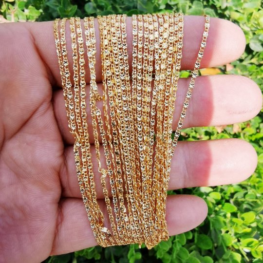 24K Gold Filled Necklace, Fancy Designed Scroll Floral-Like Necklace, Gold Designed  Scroll Chain Layering Necklace, 1.5mm 18 Inch Designed Necklace w/ Spring Ring | CN-881  Clearance Pricing