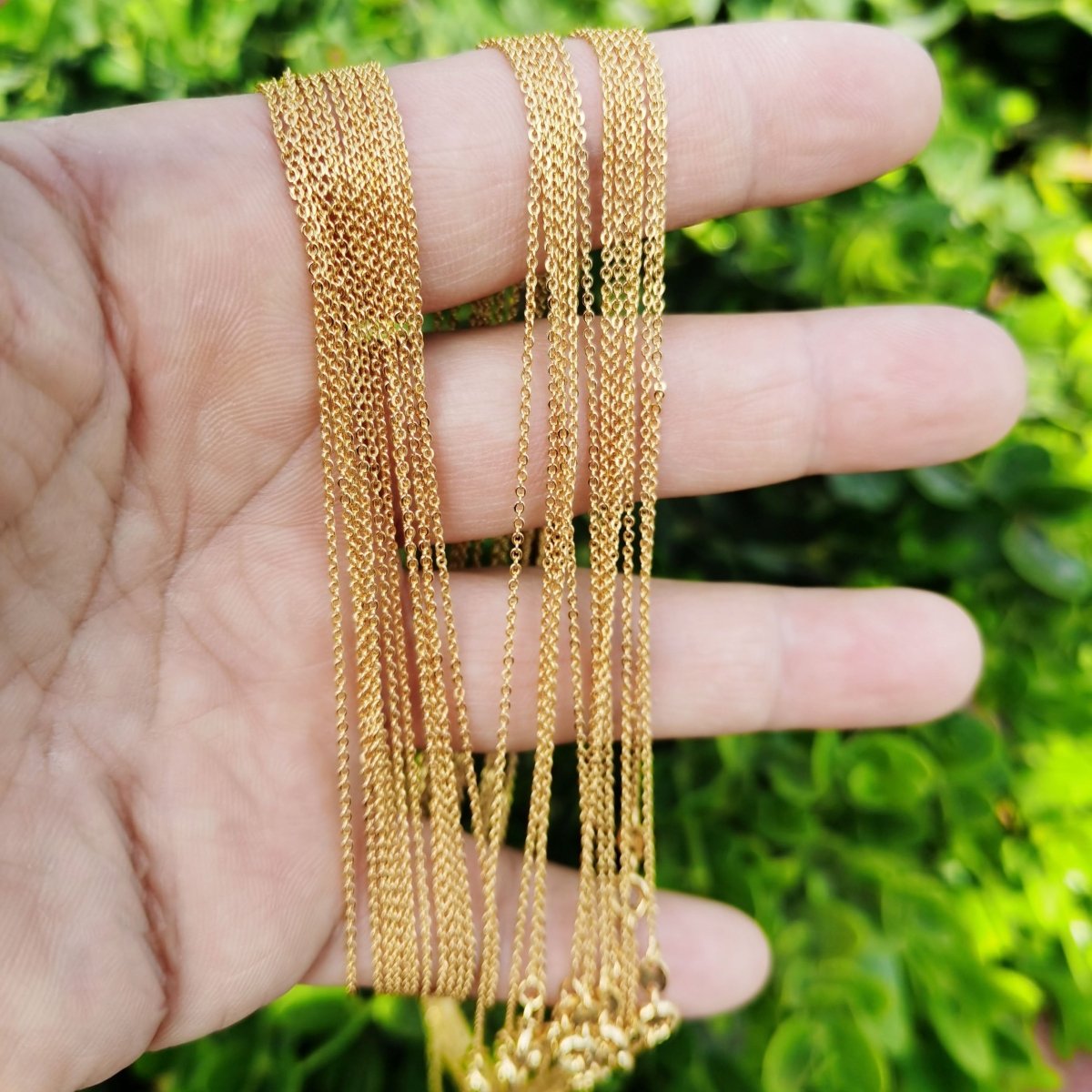 24K Gold Filled Necklace, Layering 23.5 Inch Gold Rolo Link Chain Necklace, Dainty 1mm Rolo Necklace w/ Spring Ring | CN-870  Clearance Pricing