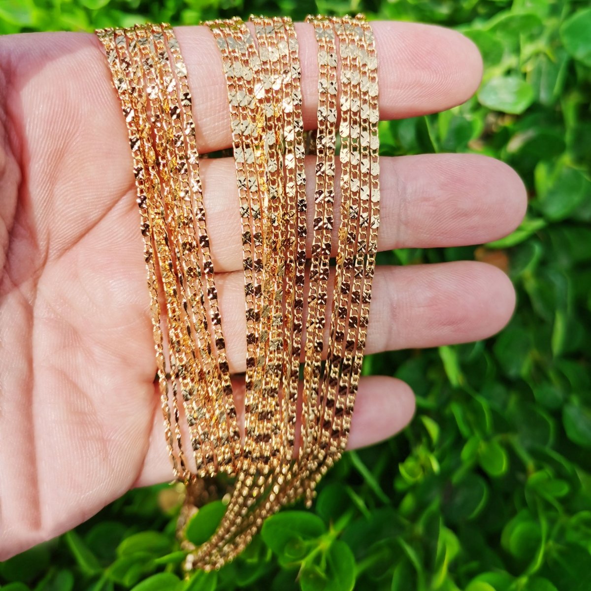 24K Gold Filled Necklace, Scroll Necklace, Gold Designed 23.7 Inch Layering Necklace, Dainty 1.8mm Designed Necklace w/ Lobster Clasps | CN-893  Clearance Pricing