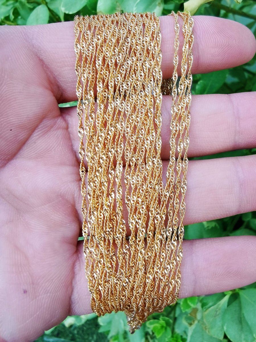 24K Gold Filled Necklace - Singapore Chain - Gold Singapore Chain Layering Necklace 19.7" 1.2 mm w/ Spring Ring | CN-938  Clearance Pricing