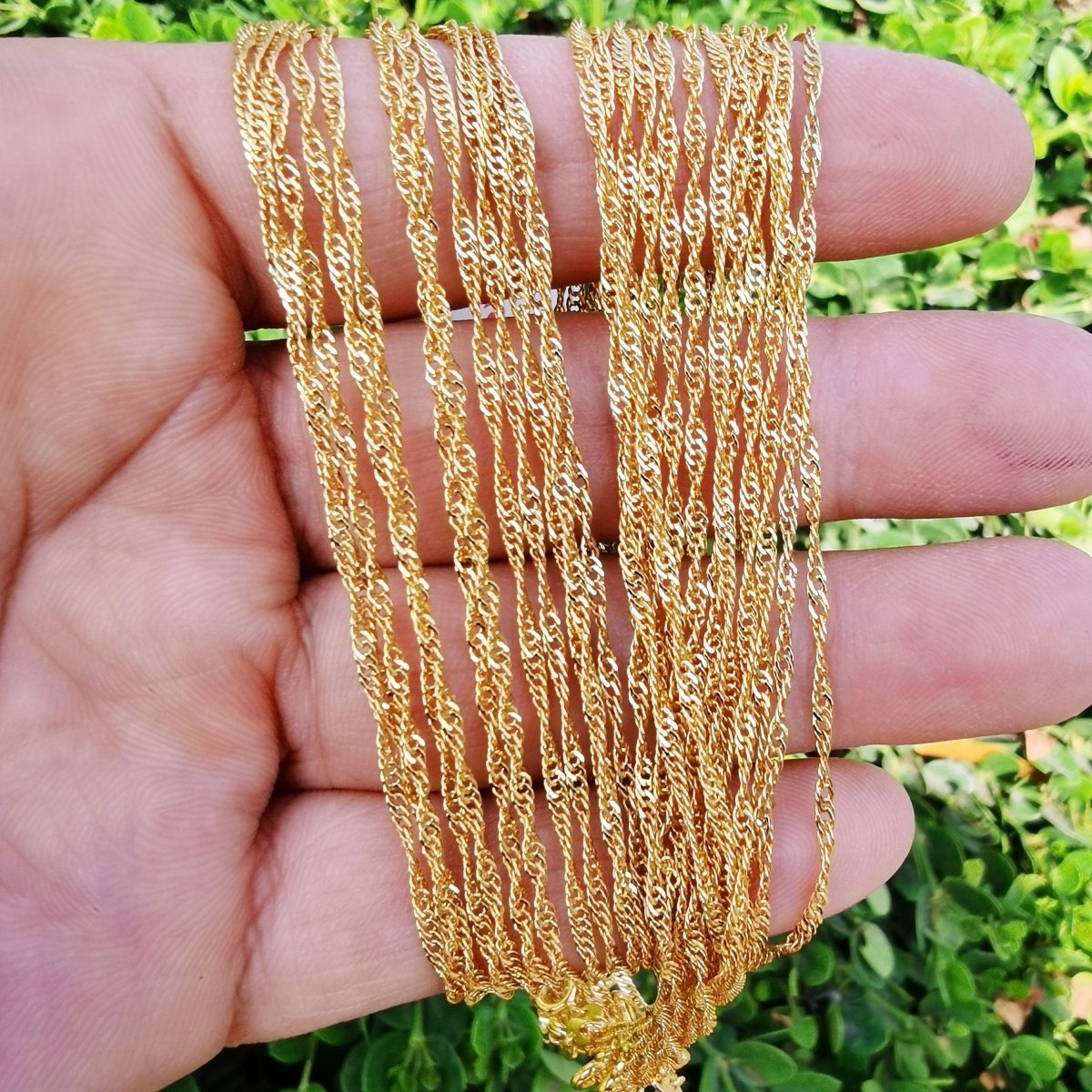 24K Gold Filled Necklace, Singapore Curb Necklace, Gold Singapore 18" Layering Necklace, Dainty 1.7mm Singapore Necklace w/ Spring Ring | CN-882  Clearance Pricing