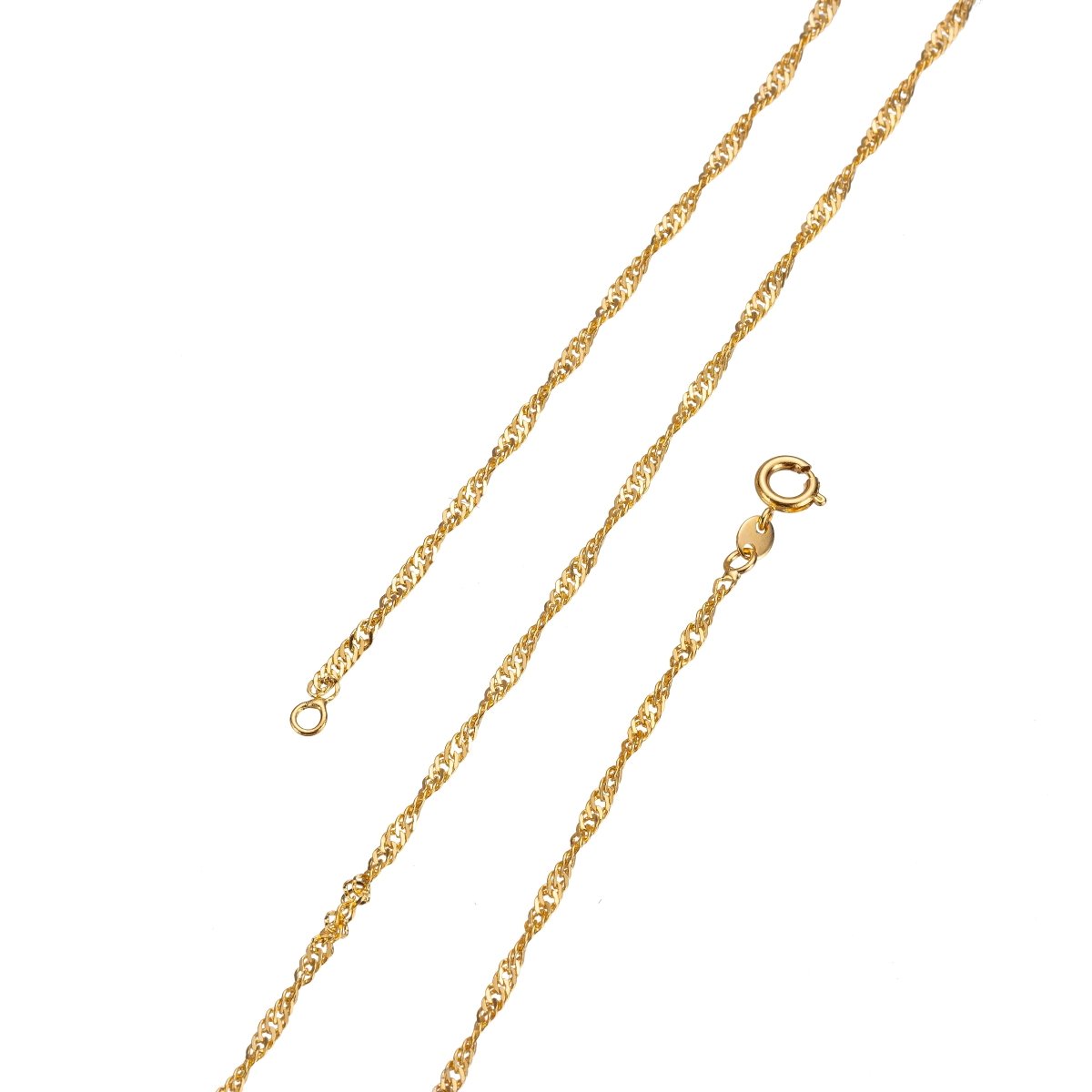 24K Gold Filled Necklace - Singapore Necklace - Dainty Gold Twist Link Chain Layering Necklace 2.2mm 23.5 inch ready to wear Spring Rings | CN-214  Clearance Pricing