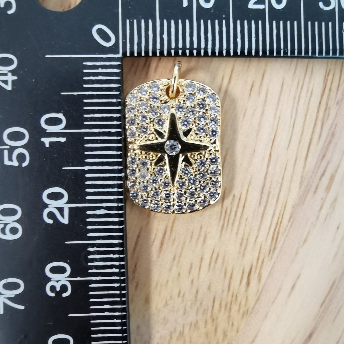 24K Gold Filled North Star Bar Micro Pave CZ Charms, Minimalist Stars Cubic Zirconia Charm Bracelet Earring Necklace for Jewelry Making D-504