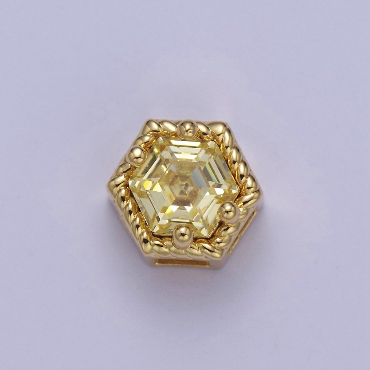 24K Gold Filled Octagon Bead Spacer CZ Micro Pave Geometric Bead Connector Charm Bracelet Necklace for DIY Jewelry Making Supply B-340 - B-341