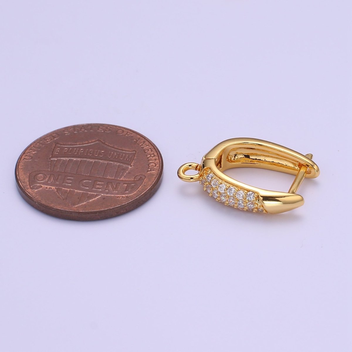 24K Gold Filled Open link Lever back Micro Paved CZ Earring Supplies K-847