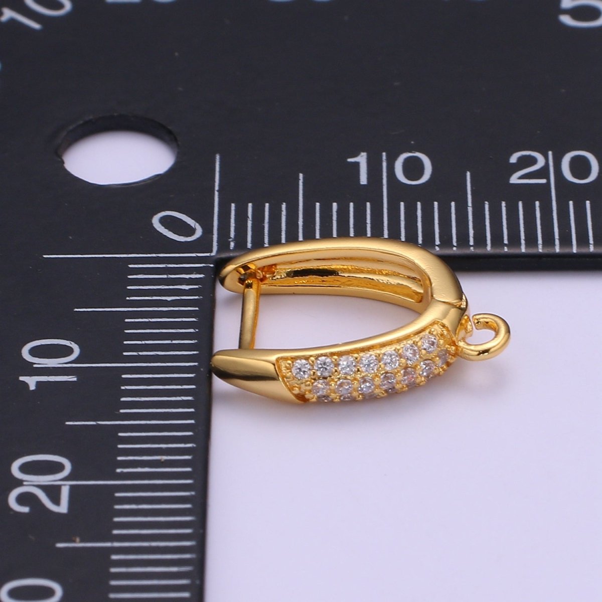 24K Gold Filled Open link Lever back Micro Paved CZ Earring Supplies K-847