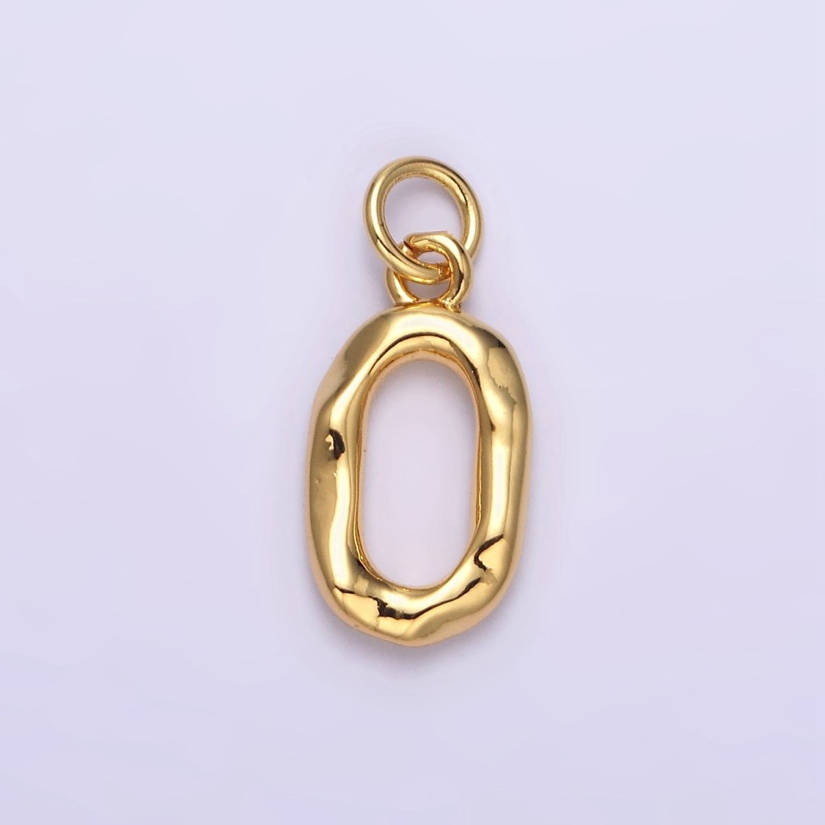 24K Gold Filled Open Oblong "0" Zero Geometric Abstract Charm | AC1377