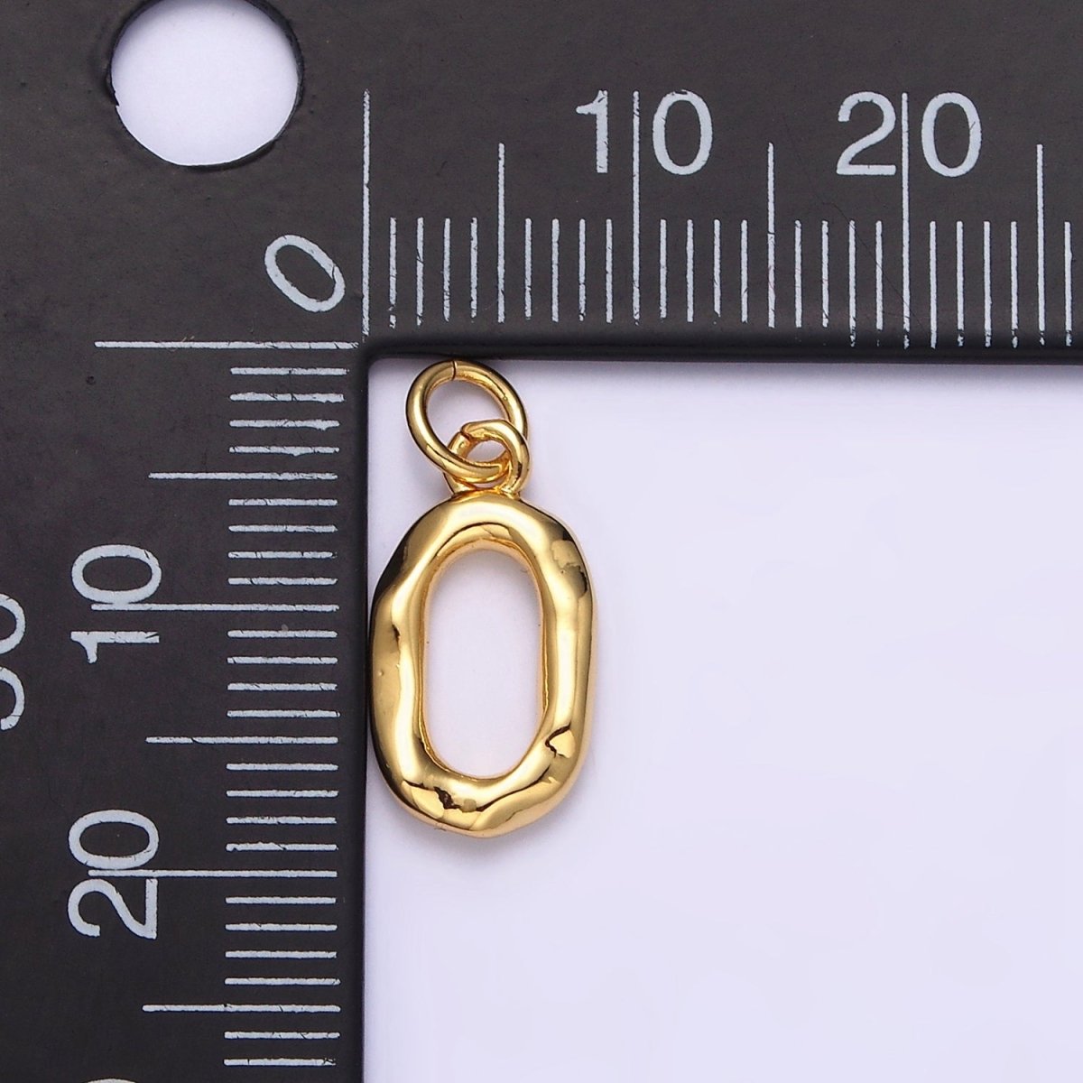 24K Gold Filled Open Oblong "0" Zero Geometric Abstract Charm | AC1377